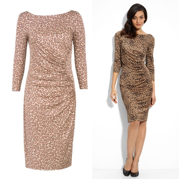 LK Bennett 100% Silk Wilder Animal Print Ruched Dress Rose 12 - Picture 8 of 17